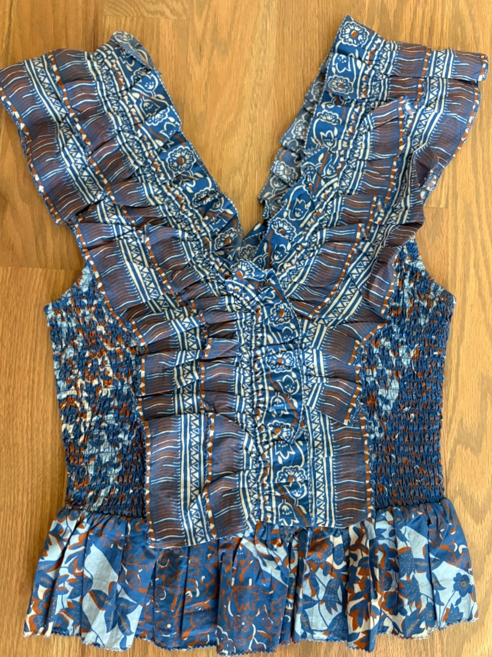 ANTHROPOLOGIE- NWOT- XS- Paisley RUFFLED PUFF SLEEVE BLOUSE - Picture 2 of 5